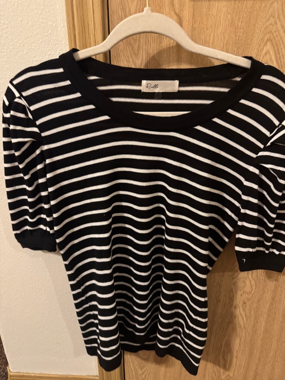 Rielle Black & White Striped Knit Top